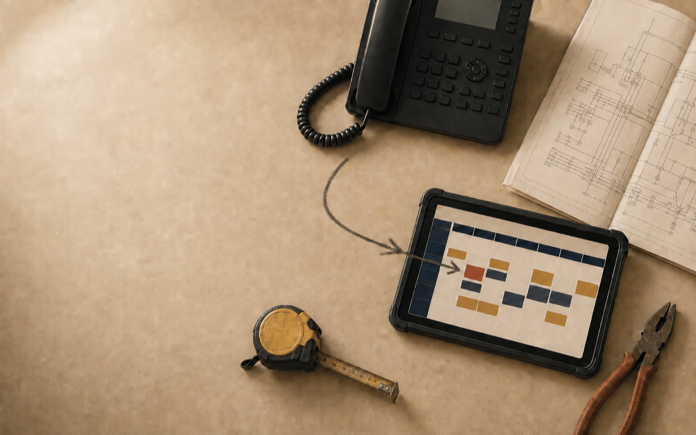 AI answering service booking a service call directly into a contractor's dispatch board